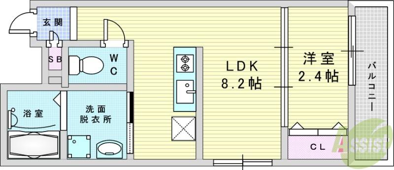 リアコート千里丘Iノース(1LDK/1階)の間取り写真