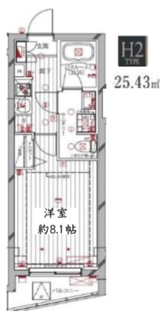 レガリス洗足池(1K/2階)の間取り写真