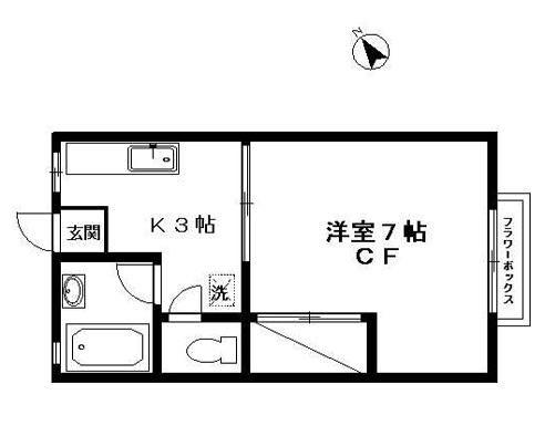 サンハイツ池田(1K/1階)の間取り写真