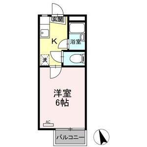 奥田アパートメントII(1K/2階)の間取り写真