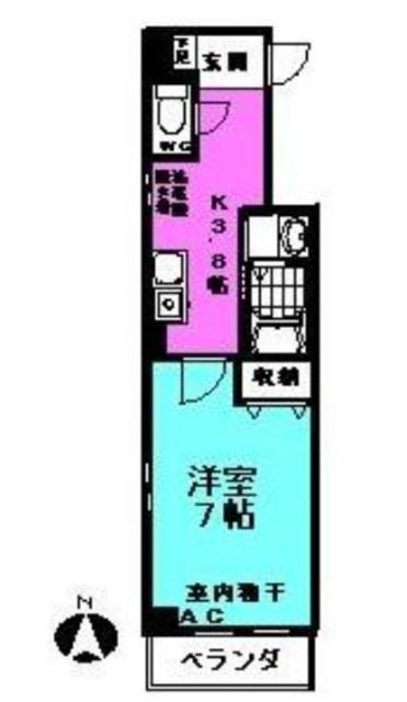 サニーフラッツ千住(1K/4階)の間取り写真