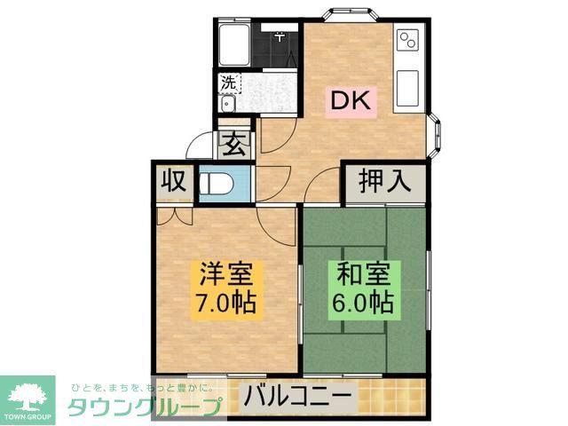 コートハピネス(2DK/1階)の間取り写真