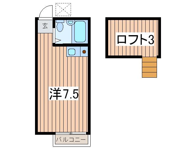 小柳ハイム(ワンルーム/2階)の間取り写真