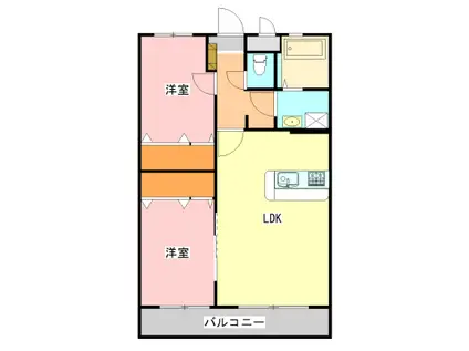 インペリアル山口(2LDK/1階)の間取り写真