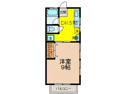 ポピーハウス(1DK/2階)の間取り写真