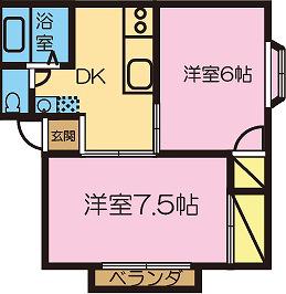 ヨコザワヒルズ9(2DK/1階)の間取り写真
