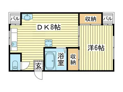 石水会館 南今宿(1DK/4階)の間取り写真