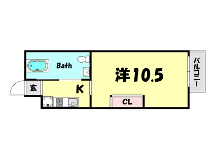 クレセンティア北野(1K/2階)の間取り写真