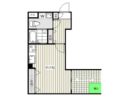 珊瑚NEXT(ワンルーム/B1階)の間取り写真