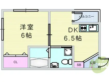 東梅田レジデンス小島(1DK/4階)の間取り写真