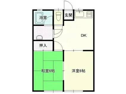 サングリーン和田山102(2DK/2階)の間取り写真