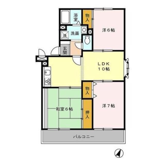 グランメール藤原(3LDK/3階)の間取り写真