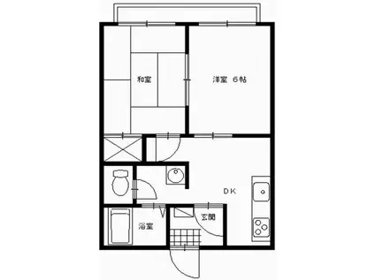 シガハイツVII(2DK/2階)の間取り写真