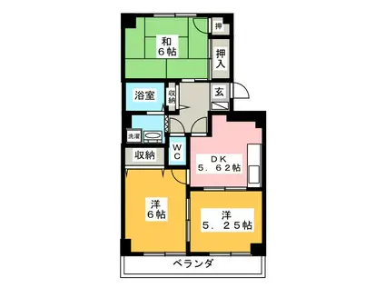 ハイカムール岡田B棟(3DK/1階)の間取り写真