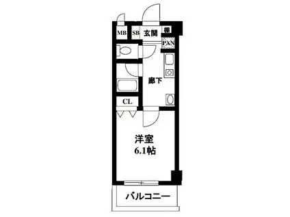 レスター夙川(1K/4階)の間取り写真