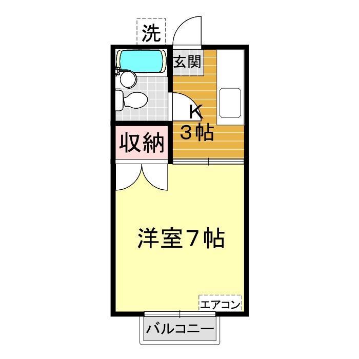 ペーパームーン(1K/2階)の間取り写真