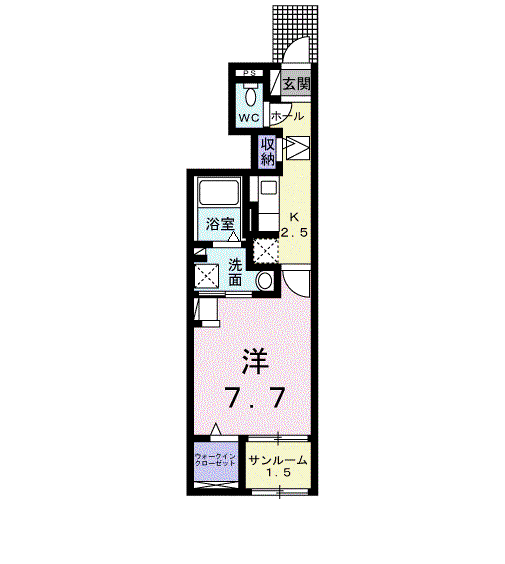 アパイサント(1K/1階)の間取り写真