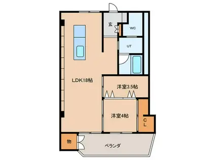 エスポア覚王山(2LDK/5階)の間取り写真