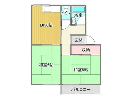 パルハウス曳馬II(2DK/2階)の間取り写真