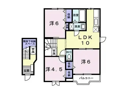 シャインウエストヒルズ B(3LDK/2階)の間取り写真