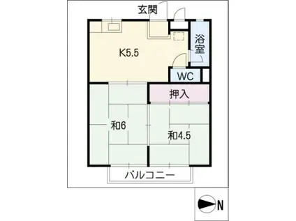 コーポ高羽(2K/1階)の間取り写真