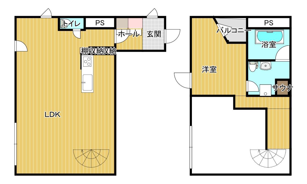 STUDIO55(1LDK/1階)の間取り写真