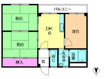 レインボーマンション中山(3DK/2階)の間取り写真