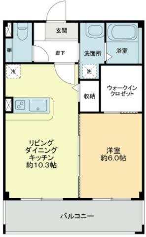 フォブールマドカ(1LDK/1階)の間取り写真