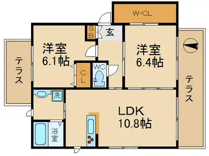 シャーメゾンクオーレ(2LDK/1階)の間取り写真