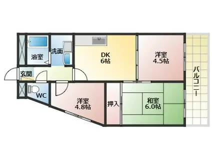 有宏ハイツ(3DK/3階)の間取り写真