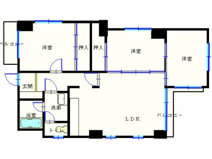 MTマンション(3LDK/1階)の間取り写真