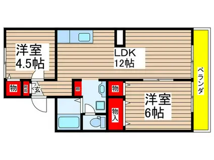 イーストセブン君塚(2LDK/2階)の間取り写真