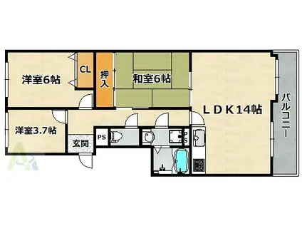 ライオンズマンション北鈴蘭台C棟(3LDK/7階)の間取り写真