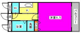 リフレイン愛宕(1K/3階)の間取り写真