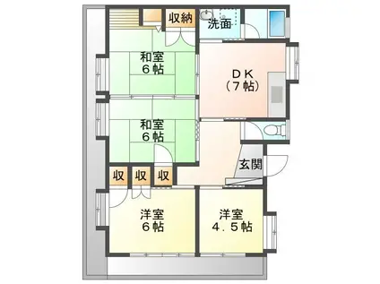 コーポYM(4DK/2階)の間取り写真