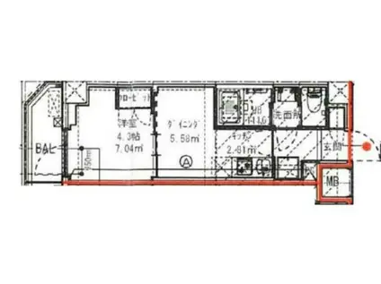 ハーモニーレジデンス高田馬場(1DK/5階)の間取り写真