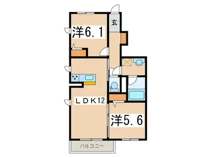 リラフォートA(2LDK/1階)の間取り写真