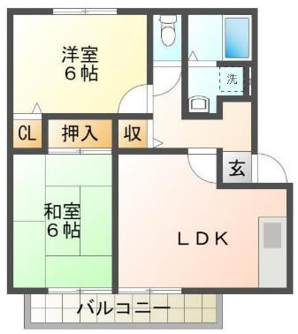 フォルクローレ辻川(2LDK/2階)の間取り写真