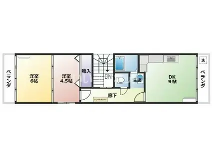 豊橋Aビル(2DK/4階)の間取り写真