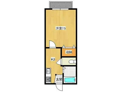 ヴィラシティソーワ(1K/1階)の間取り写真