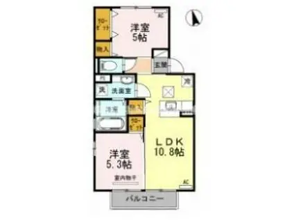 セジュールSAITOU(2LDK/1階)の間取り写真