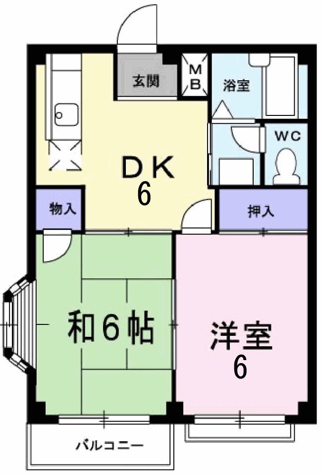 エルディム小野(2DK/2階)の間取り写真