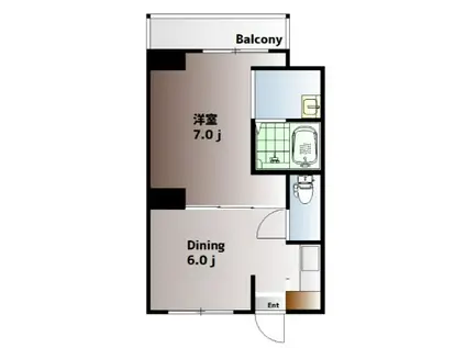 ヴィラナリー児島 2号棟(1DK/4階)の間取り写真