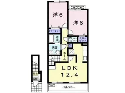 クレードル(2LDK/2階)の間取り写真