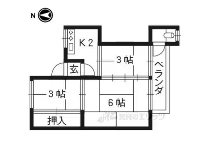 ヴィラ飯田(2K/1階)の間取り写真