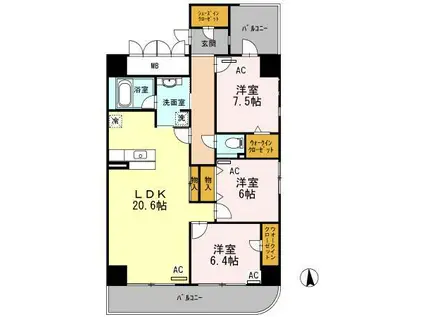 アン・ソレイユ(3LDK/13階)の間取り写真