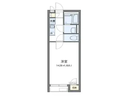 クレイノさんふらわー緑ケ丘(1K/2階)の間取り写真