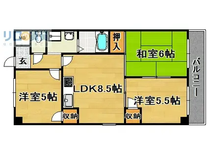 フローラル井上(3LDK/2階)の間取り写真