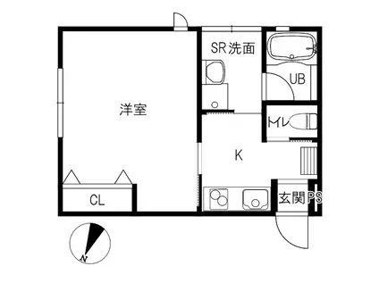 MARGO-16(1K/1階)の間取り写真