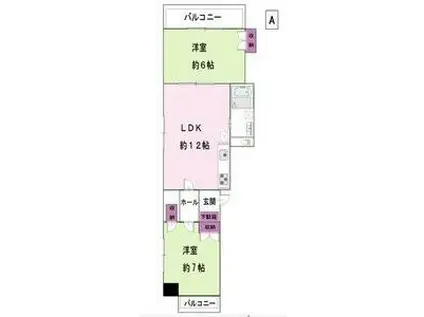 ベルシェ橘(2LDK/3階)の間取り写真